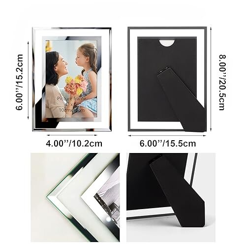 4 Pack Photo Frames,4x6 Picture Frames with Silver Mirrored Glass, Multi Picture Frames for Tabletop Display 1