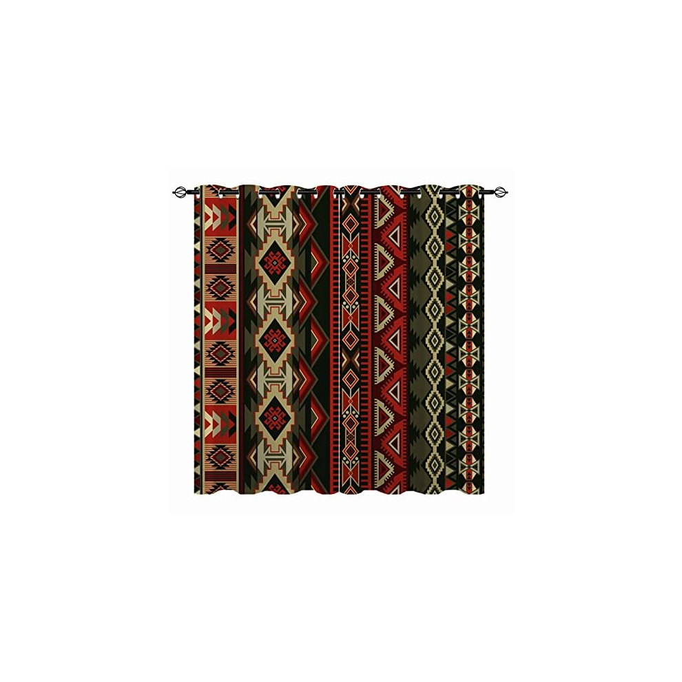 YUANZU Ethnic Curtains - Geometric American Native Navajo Design Mexican Motif Aztec Art Print Pattern Eyelet Blackout Thermal Window Drapes for