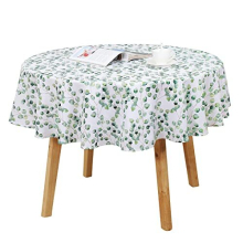 Round Tablecloth Polyester Leaf Pattern Wipeable Tablecloth Round 150cm 60" Circle Table Cloth Wrinkle Free and Stain Resistant Runde Table Cloth Wipe