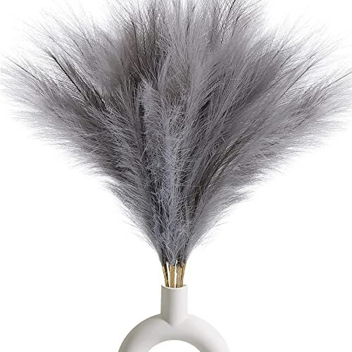30x Künstliches Pampasgras Grau - 55cm Deko Gras Für Boho Style