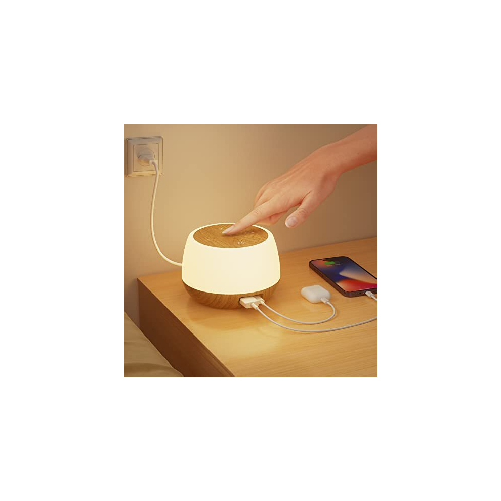 LED Bedside Lamps with 20W USB Charging Port, Table Lamp with Colour Changing, Touch Lamps Bedside Dimmable Night Light with Timer & Memory for Living