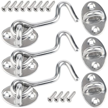 Gate Hook and Eye Latch - 3 Pack 75mm/3inch Door Latch Hook - Stainless Steel Cabin Hooks Solid Barn Door Hook and Eye Latch Swivel Window Hook for