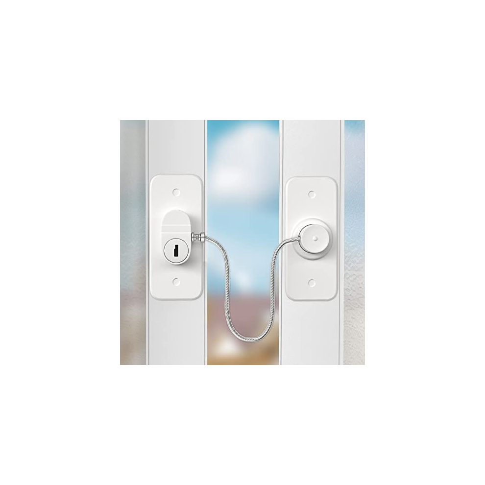 Window Safety Lock 2 Packs Versatile Window Restrictor Self Adhesive For Upvc No Drilling Window Locks, Refrigerator Lock With Key Child Pet Aosite