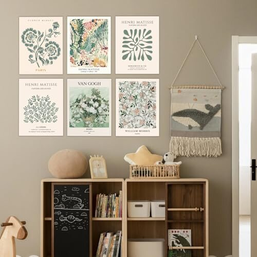 Sage Green Canvas Wall Art for Bedroom Living Room Accessories,Vintage