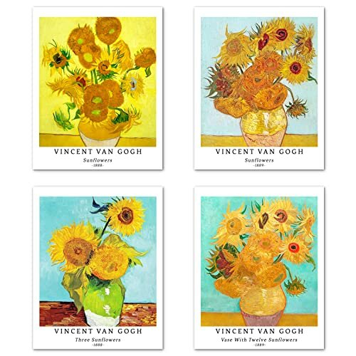 Wall Art Unframed Prints Giclee Art Paper Set of 4, 8x10 inch Flower ...