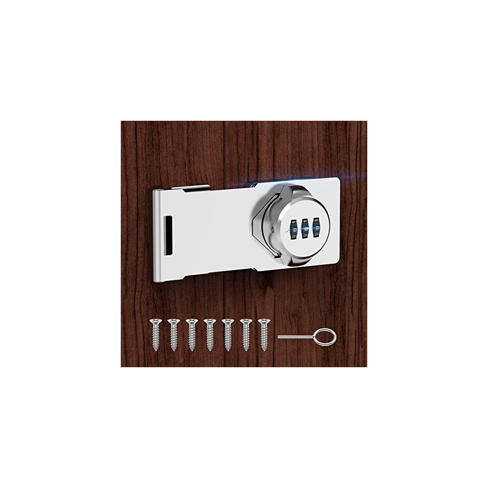 Household Cabinet Password Hasp Locks, Cabinet Door Combination Lock, Door Security Slide Latch Lock For Small Doors, Cabinets, Barn Door, Bathroom, 5014286166461