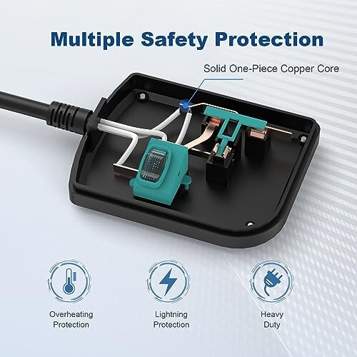 Black Extension Lead, J Elektro Single Socket Heavy Duty Extension Lead with Switched, Power