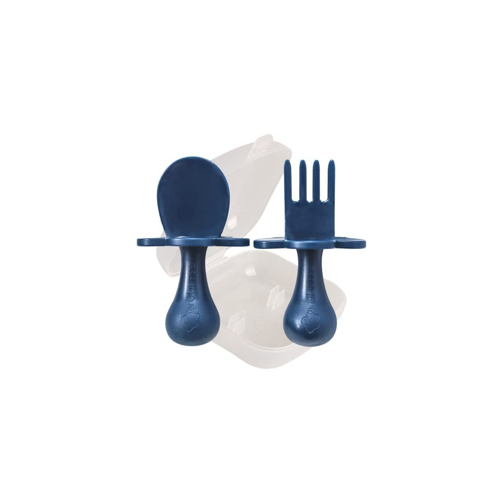 Baby Spoons Baby Led Weaning Supplies Baby Utensils Baby Spoons Self Feeding, Bpa-Free & Phthalate-Free For Baby & Toddler, 1 Set, Navy Grabease