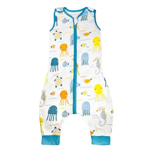 Sleeping Bag with Feet, 0.5 Tog Sleeping Bag Baby, Toddler Sleeping Bag with Legs, 100% Cotton Baby Sleeping bag Summer, Toddler Sleeveless Sleep Sack