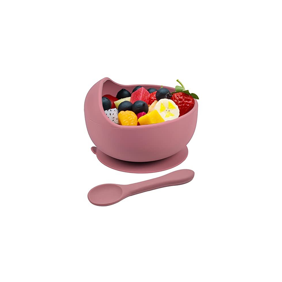 Hoseay Baby Feeding Bowls Spoons,Silicone Toddler Weaning Set With Suction Bowl Bpa Free Children Tableware Eating Bowl Baby Boys Girls,Easy Clean Kids Meal