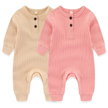 Baby Girls Romper Cotton Onesies Pajamas Long Sleeved Footless Jumpsuit, 3-6 Months