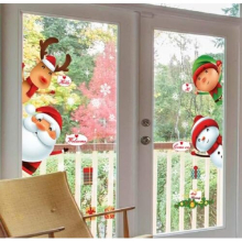 Christmas Windows Static Stickers Clings Removable Vinyl Santa Claus Christmas tree Snowman Snowflake Deer DIY Wall Window Door Mural Showcase Decal