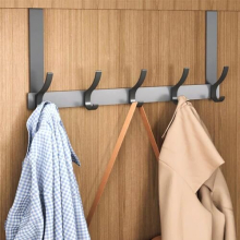 Over The Door Hook - Heavy Duty Double-Hook Hanger, No-Drill Coat Rack, Fits Doors 1.37-1.77 in Thick, Stainless Steel, Up to 30 LBS