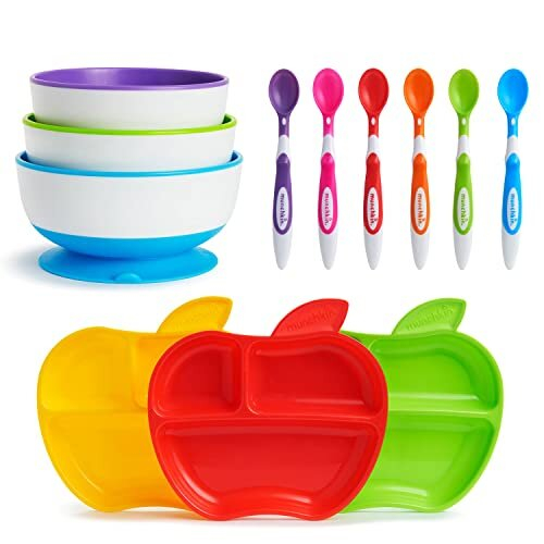 12 Piece Weaning Set, Includes 3 x Stay Put Suction Bowls, 3 x Little ...