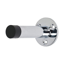 Projection Door Stop - Polished Chrome - Can be Fitted to Walls and skirting Boards - Prevents Damage from Handles - Protective Rubber Buffer tip -