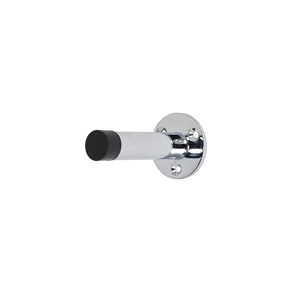 Projection Door Stop - Polished Chrome - Can be Fitted to Walls and skirting Boards - Prevents Damage from Handles - Protective Rubber Buffer tip -