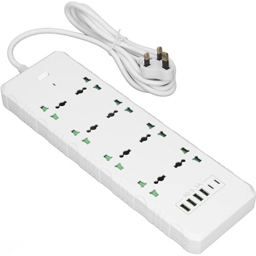 Extension Lead 6 Way Extension Socket 2Mtr, Multi Plug Extension Lead