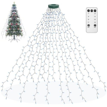 Christmas Tree Lights Cold White, 400LED 2m 16 Strands 8 Modes Christmas String Lights Christmas Decorations Xmas Lights with Memory and 8 Lighting