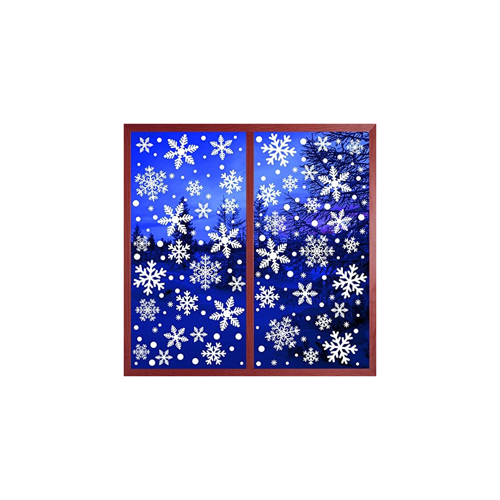 222 Pcs Snowflake Window Stickers, 6 Sheets Christmas Snowflake Window Stickers, Christmas Window Stickers Snowflakes, Double Sides White Snow Flake