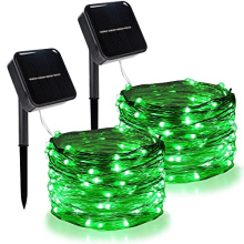 2 Pack Outdoor Solar String Lights, 33 FT 100 LED Solar Powered Christmas Decorative Fairy Lights with 8 Modes, Waterproof Light for St. Patrick鈥檚