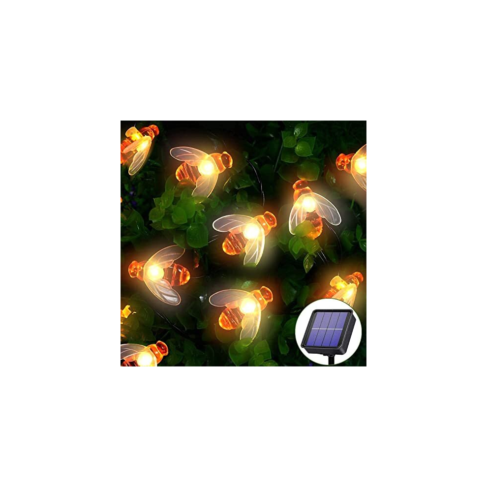 Solar Garden Lights Outdoor Waterproof, 50LED Bumble Bee Solar Fairy Lights, 24Ft 8 Modes Waterproof Outdoor Solar String Lights,Decorative Lights for