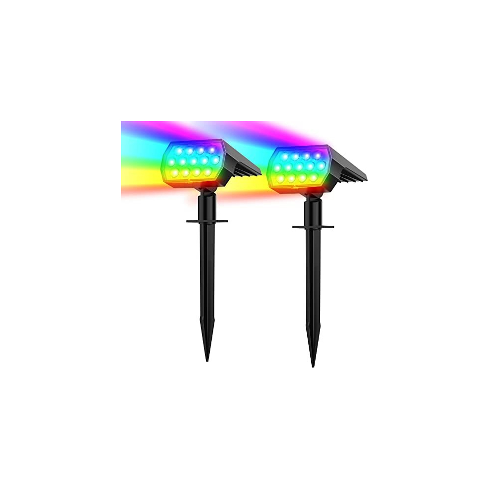 Solar Color Changing Lights Outdoor, Multi-Color RGB Solar Landscape Spotlight, IP65 Waterproof Solar Powered Garden Lights, Solar Spot Lights for