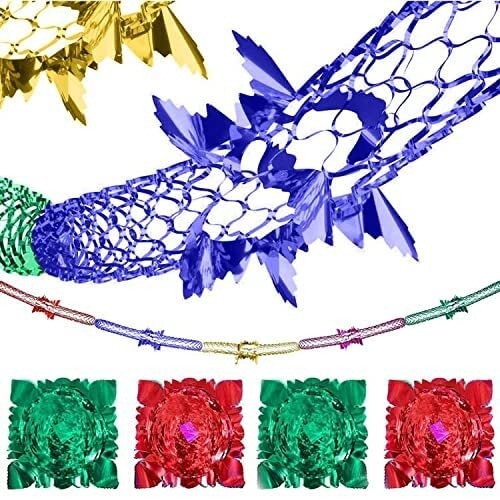 Christmas Hanging Decorations 8 Pack, Christmas Ceiling Decorations, 9Ft Christmas Tinsel, Foil Garland Festive Hanging Decorations for Xmas New Year