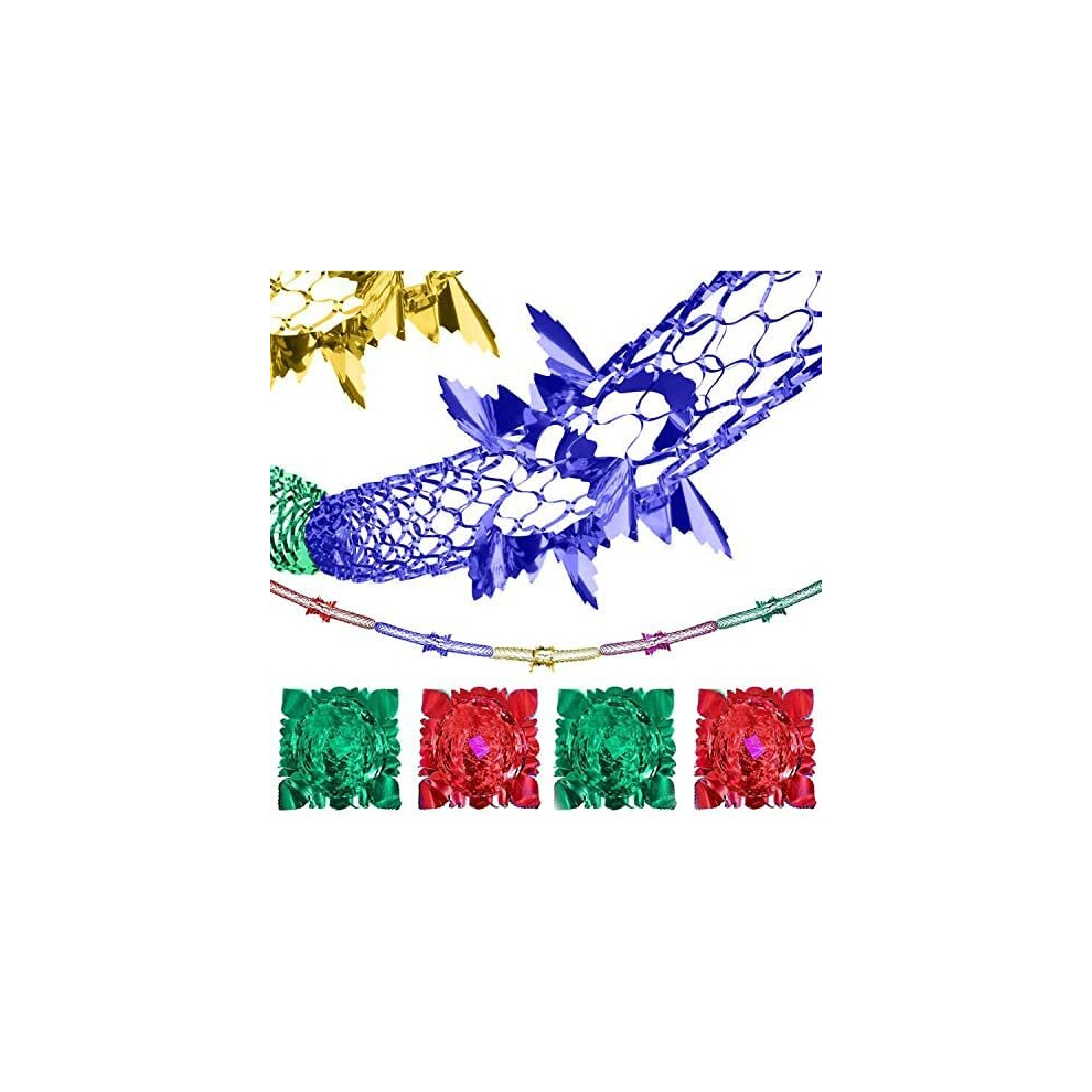 Siqian Christmas Hanging Decorations 8 Pack, Christmas Ceiling Decorations, 9Ft Christmas Tinsel, Foil Garland Festive Hanging Decorations For Xmas New Year