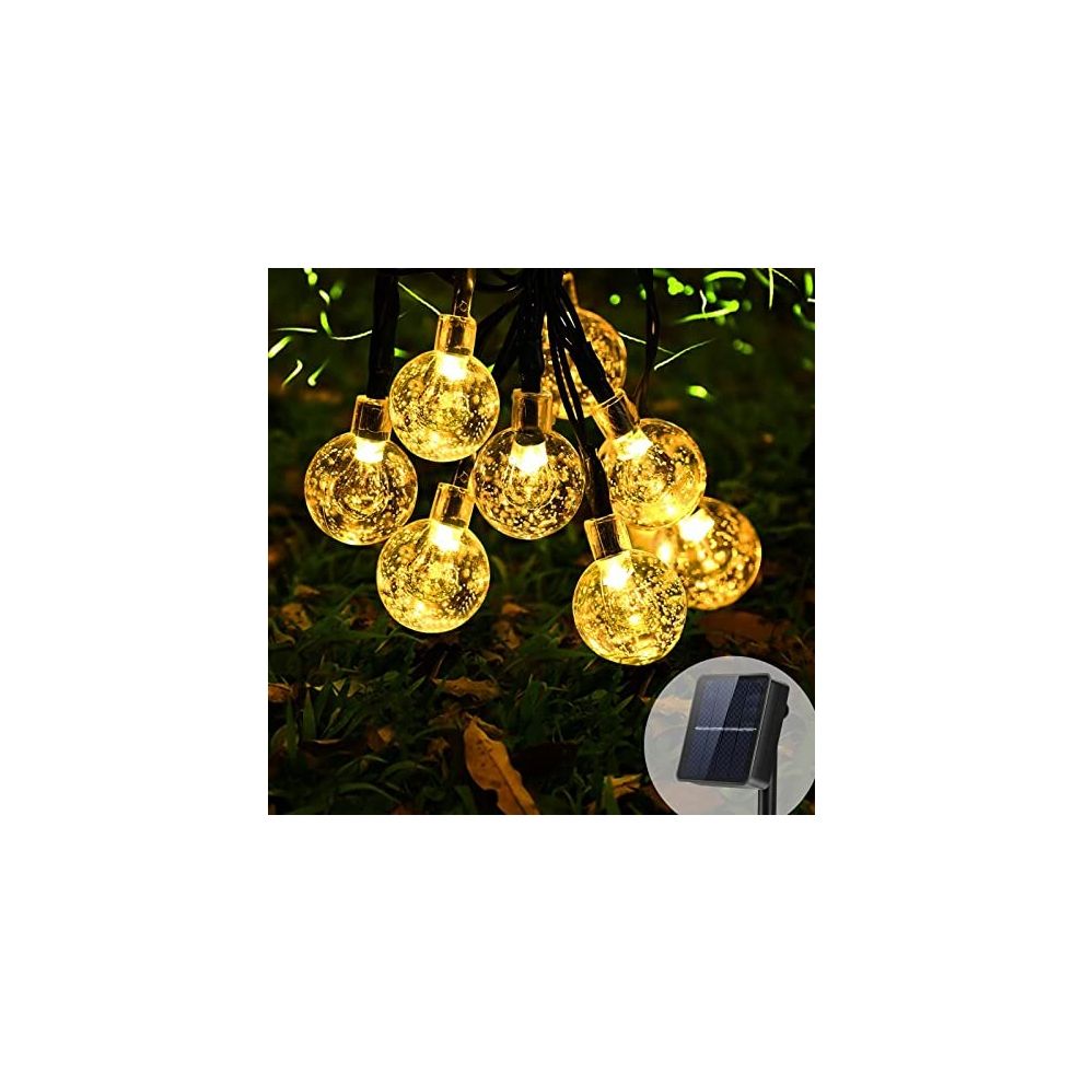 Solar String Lights Outdoor Garden, 50 LED 24Ft Garden Solar Lights Outdoor String Lights Waterproof Crystal Globe Solar Fairy Lights Solar Garden