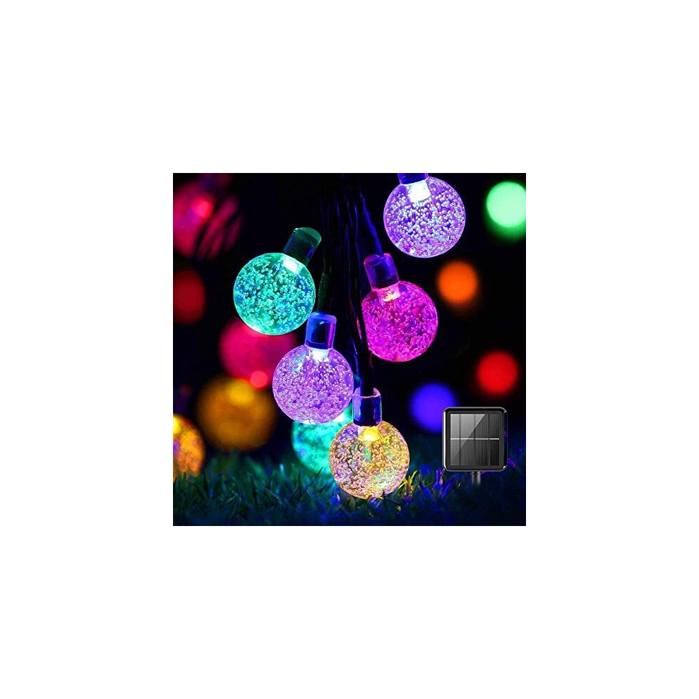 Solar String Lights Garden, 50 LED 24Ft Multi-Coloured Festival Lights Crystal Ball Decorative Fairy Lights Waterproof Indoor Outdoor for Garden,