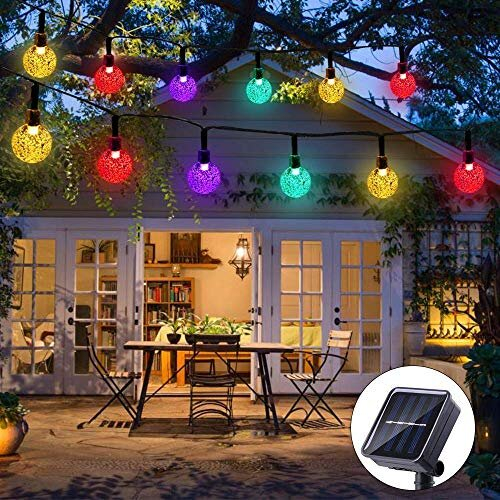 Garden Solar Lights, 50 LED 24ft 8 Modes Waterproof String Lights Outdoor Fairy Lights Globe Crystal Balls Decorative Lighting for Garden Yard Home Pa