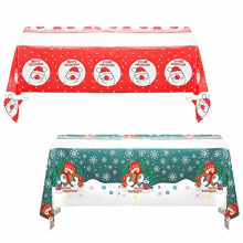 2 Style 108*180cm Christmas Disposable Tablecloths,Christmas Snowman,Holly Santa Xmas Tablecloth Waterproof Tablecloth,Rectangle Table Cloths Party