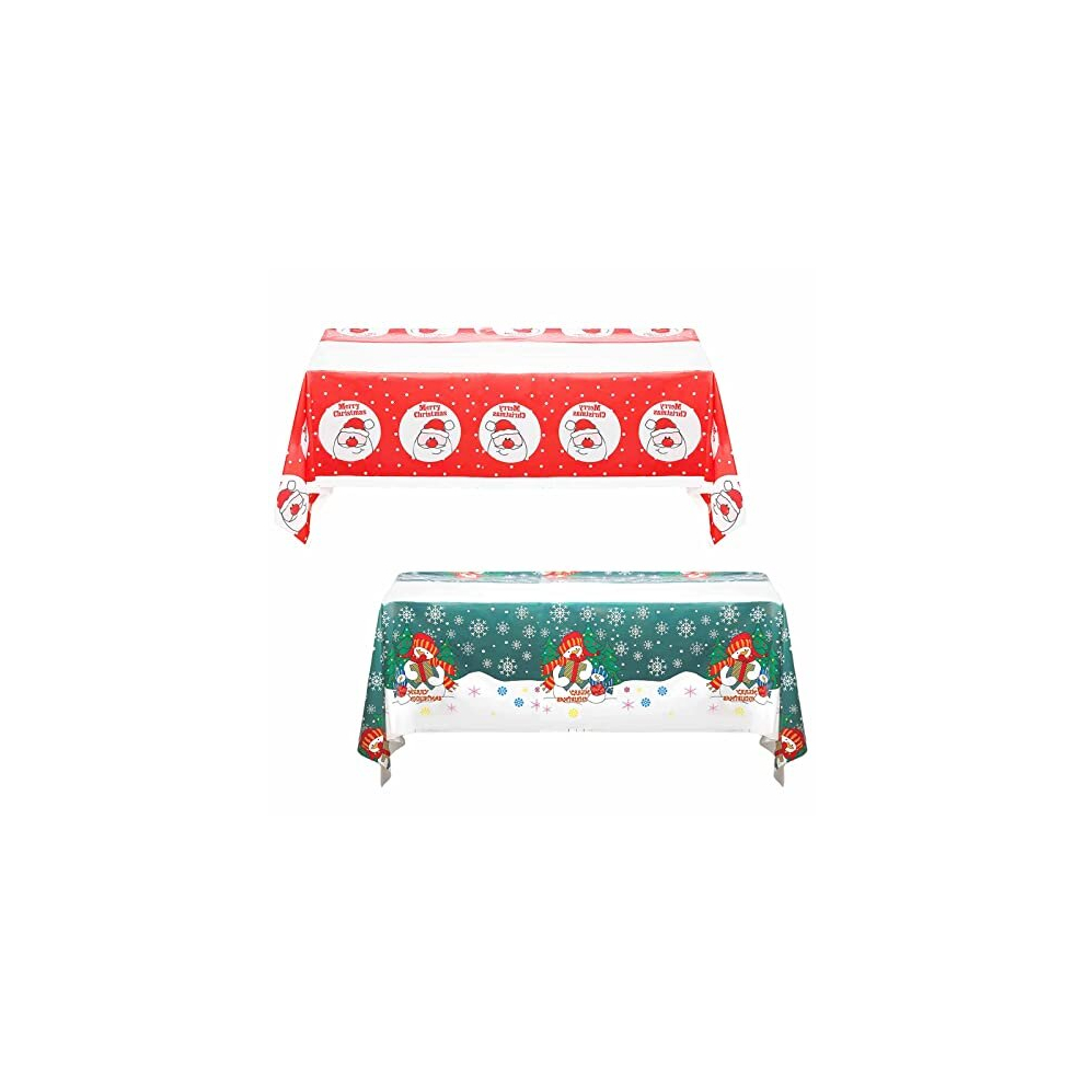Yaavaaw 2 Style 108*180Cm Christmas Disposable Tablecloths,Christmas Snowman,Holly Santa Xmas Tablecloth Waterproof Tablecloth,Rectangle Table Cloths Party