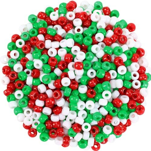 1200Pcs Christmas Pony Beads for Jewelry Making Bracelets Crafts Plastic Small Christmas Spacer ...