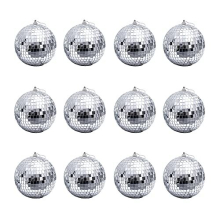 12 Pcs 1.2 Inch Silver Mirror Disco Balls Christmas Tree Bauble Hanging Ball for Home Party Christmas Wedding Decoration Lighting Effect
