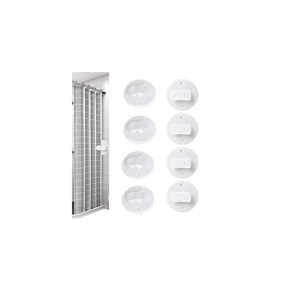 Shower Curtain Clips, 8PCS Shower Curtain Clips To Wall with Water Guard Self-adhesive Shower Curtain Weight Clip for Shower Hanging Camper Christmas