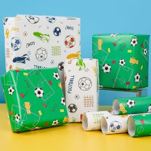 6-Pack Football Wrapping Paper Sheets (70x50cm) for Boys' Birthday Gifts – Bright, Thick Gift Wrap