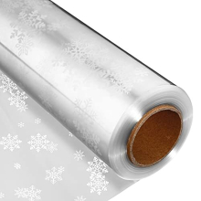 Clear Cellophane Wrap Roll: Width 33.9 Inches Length 98.4 Feet| 3 Mil Thicken Christmas Snowflake Cellophane Roll Crystal Wrappings for Hampers