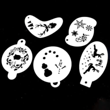 5pcs Reusable Face Paint Stencils for Body Art Painting Halloween Party Makeup Temporary Tattoos Stencils (Christmas)