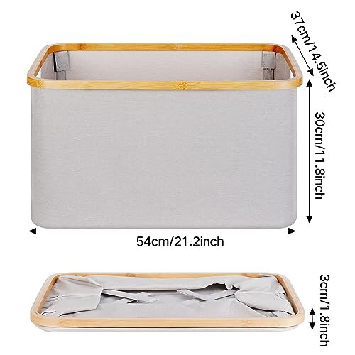 Foldable Laundry Basket 60L, Bamboo Fabric Foldable Storage Basket, Storage Foldable Laundry Basket, Laundry Baskets for Bedroom Bathroom (Beige) 1