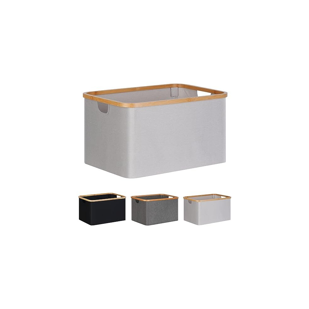 Foldable Laundry Basket 60L, Bamboo Fabric Foldable Storage Basket, Storage Foldable Laundry Basket, Laundry Baskets for Bedroom Bathroom (Beige)