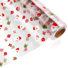 Christmas Cellophane Wrap Roll | Unfolded Width 80CM X 30M,Santa Claus Pattern Paper Wrapper,3 Mil Thicken Long Film Gift Wrappings for Flowers,Basket