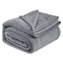 Fleece Blanket Queen Size - Versatile Blanket for Bed Fluffy Soft Large Throw, Silver Grey, 220x240cm