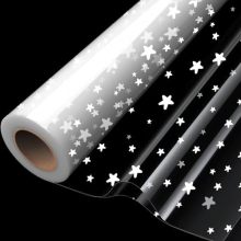 Double Folded 20m84cm White Star Cellophane Wrapping Roll, Christmas Clear Cellophane Wrap Roll for Hampers, Xmas Gift Wrapping, Food, Birthday