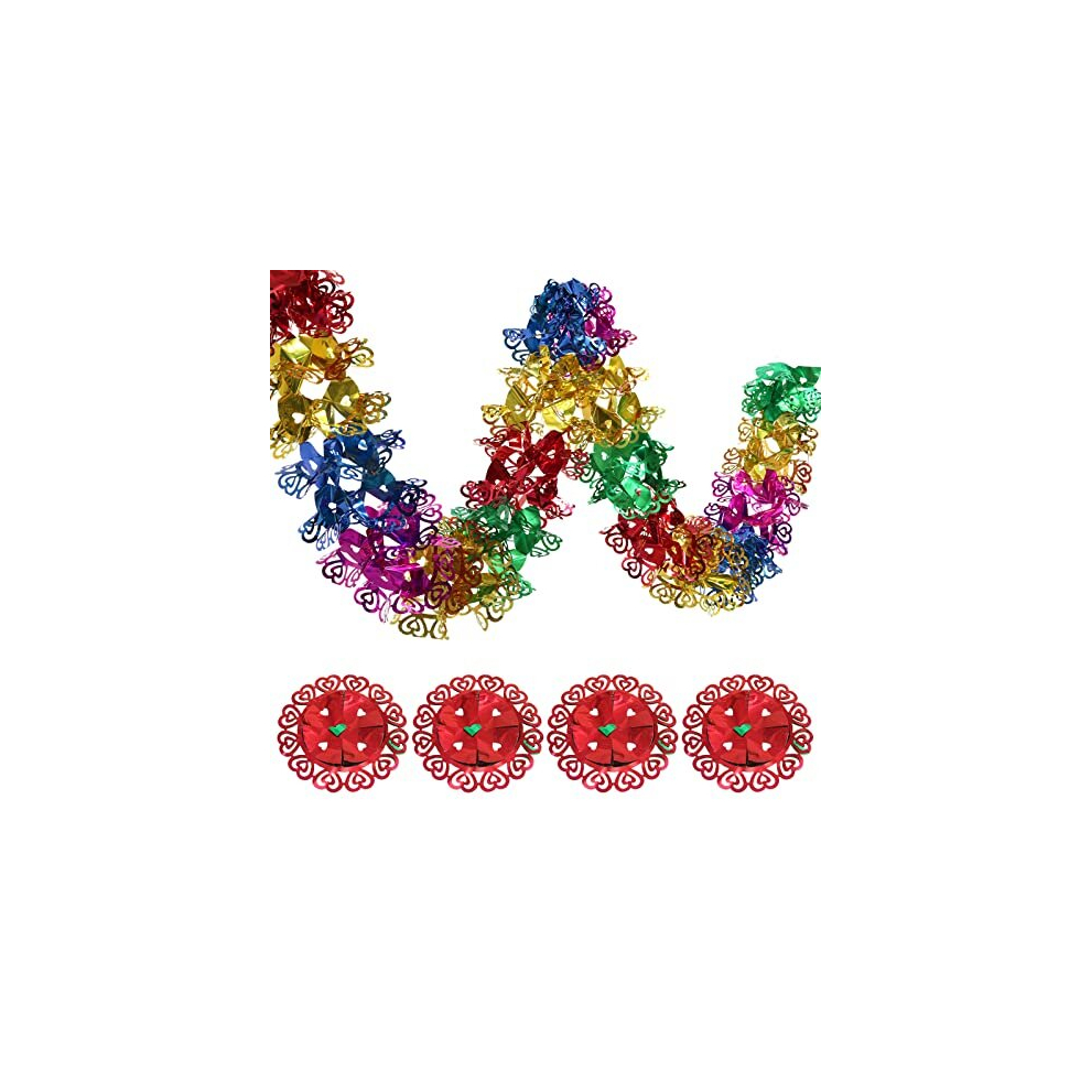 Skystuff 4Pcs Christmas Ceiling Decorations, Christmas Foil Decorations 10Ft Retro Foil Garland Festive Swirl Hanging Christmas Decorations For Xmas New Year