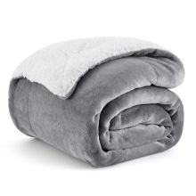 Sherpa Fleece Throw Blanket - Fluffy Microfiber Solid Blankets for Bed and Couch Double/Twin Size, Silver Grey, 150x200cm