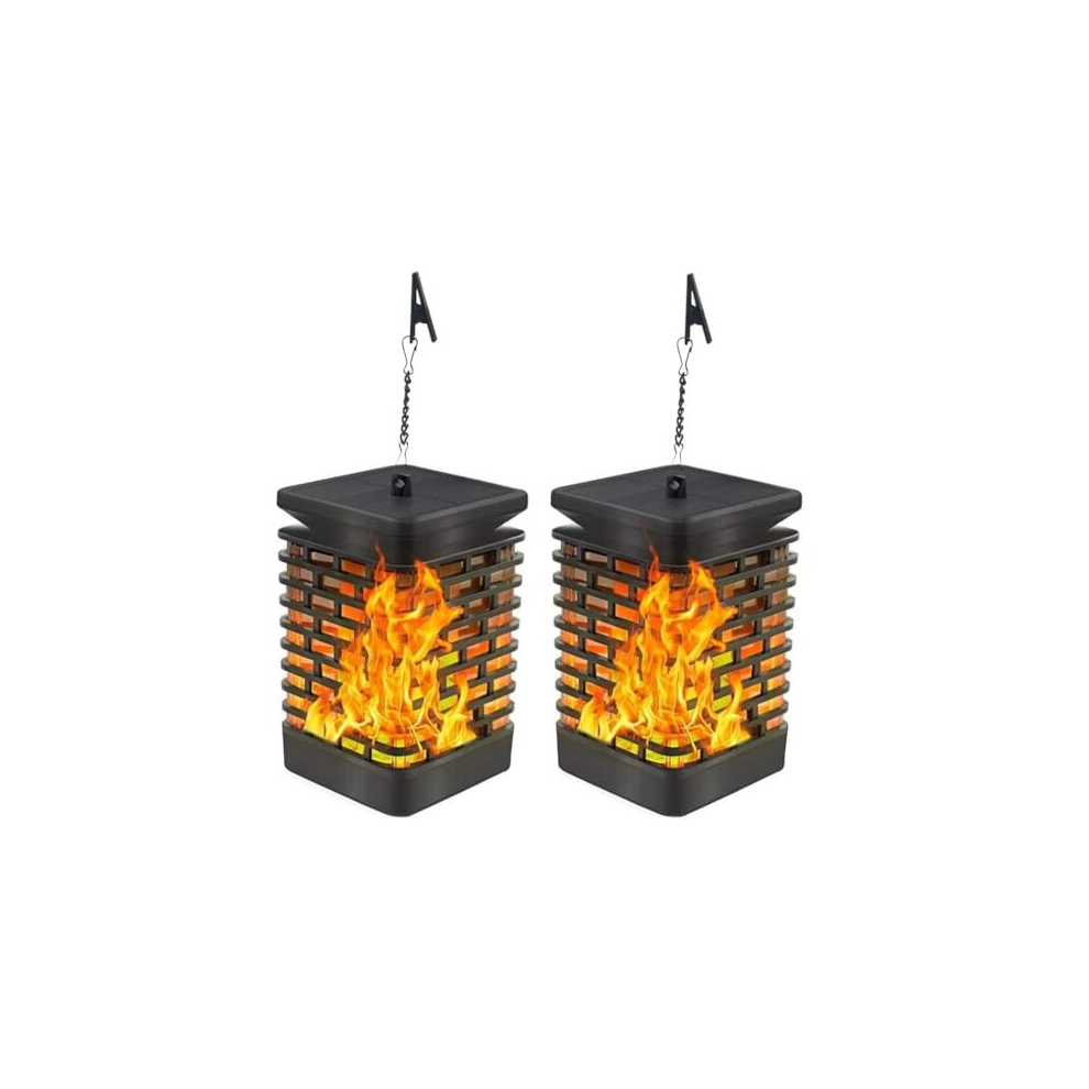 Solar Lantern Lights Outdoor, Solar Flame Lights Outdoor, Permanent On All Night, Waterproof Solar Lantern Outdoor Hanging Lanterns for Patio Garden