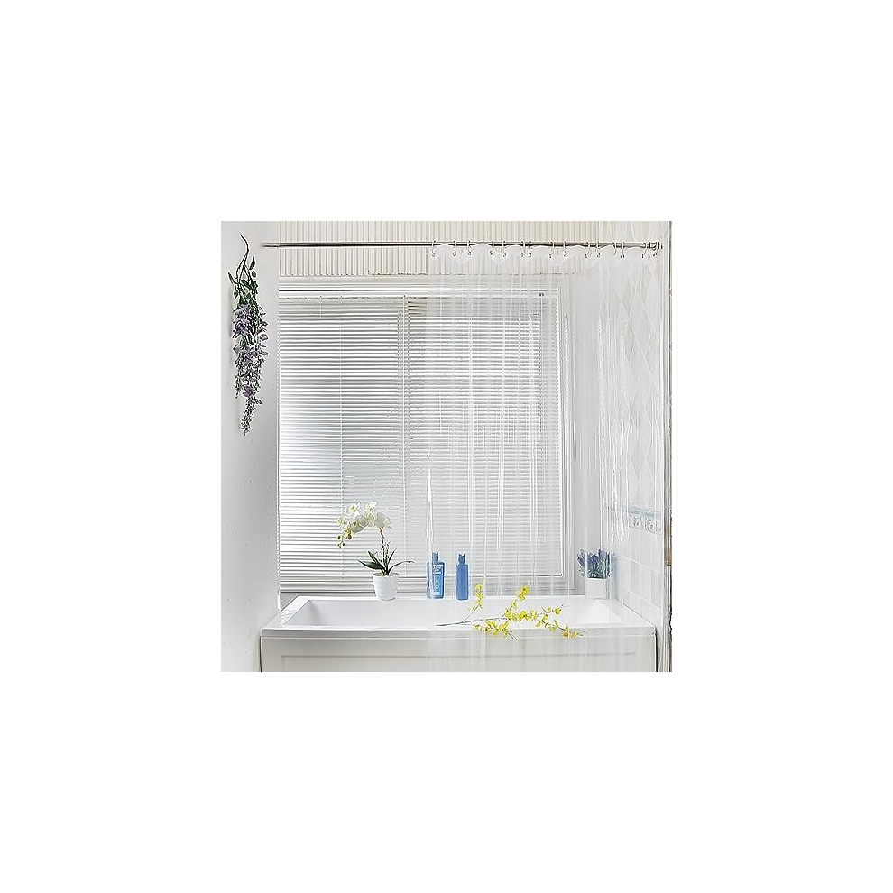 Clear Shower Curtain Bathroom Shower Curtains Mould Proof Resistant EVA Washable Waterproof Shower Curtain Anti-Mould with 12 Hooks for Wet Room,