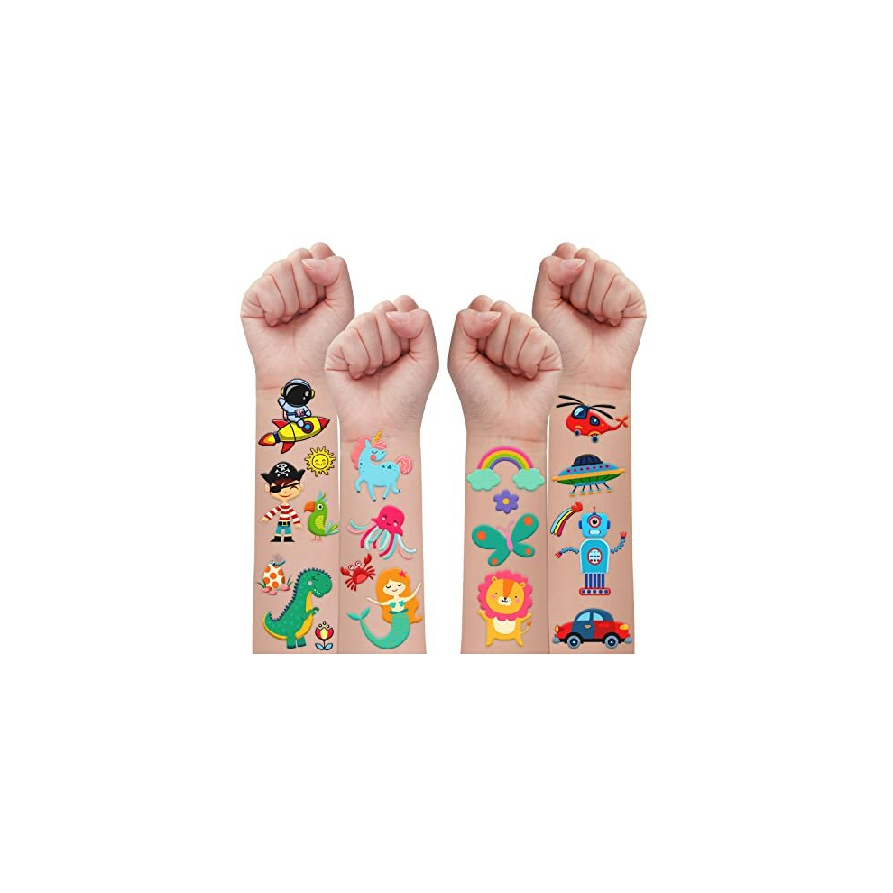 204 Sheets Kids Tattoos Individual, Mixed Styles Temporary Tattoos for Girls Boys Birthday Party Favours, Reward Stickers for Children Classroom Games