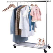 Short Clothes Rack with Shelf and Rolling Wheels, Metal Hanging Clothes Rails Adjustable Kids Clothing Garment Racks for Coats, Shirts, Sweaters,